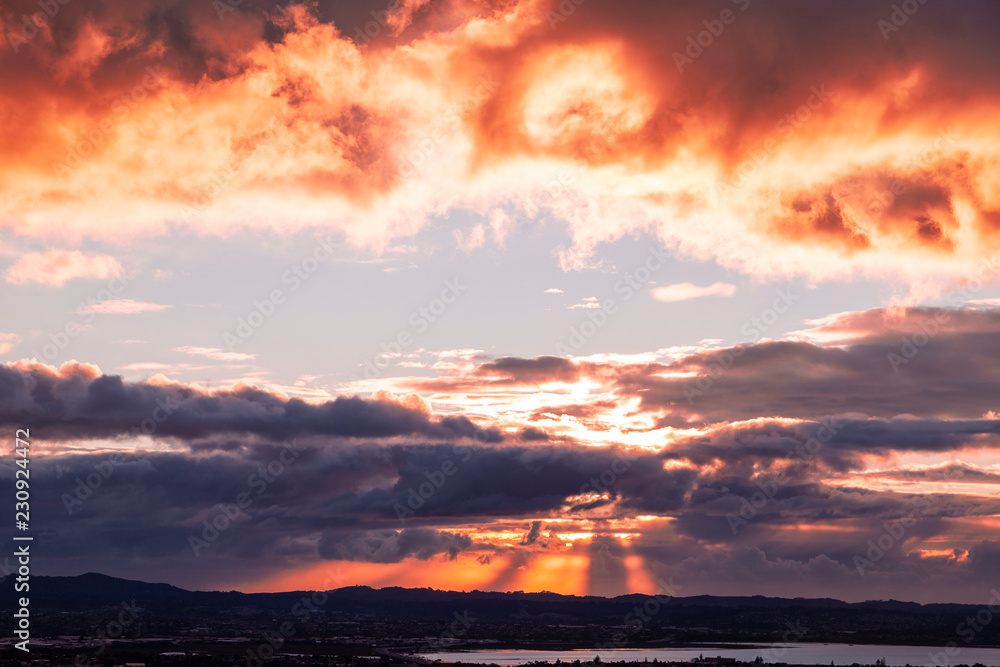 sunset over the clouds in Auckland