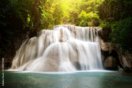 Huay MaeKamin Waterfall is beautiful waterfall in tropical forest  Kanchanaburi province  Thailand.