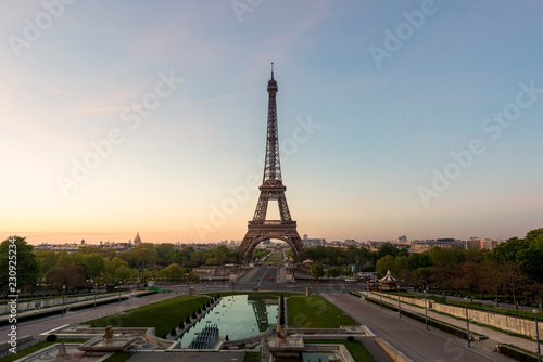 Sunrise in Eiffel Tower in Paris, France. Eiffel Tower is famous place in Paris, France. © ake1150