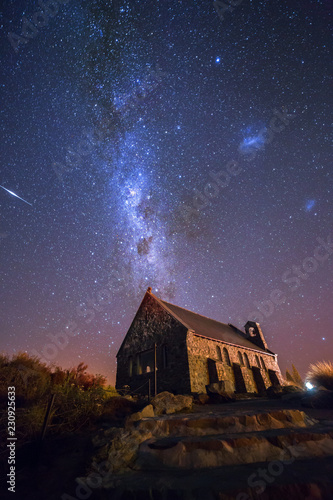 Milky way at the Church of the Good Shepherd, Lake Tekapo, New Zealand © Lab_Photo