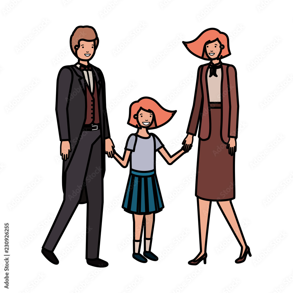 parents couple with daugether avatar character