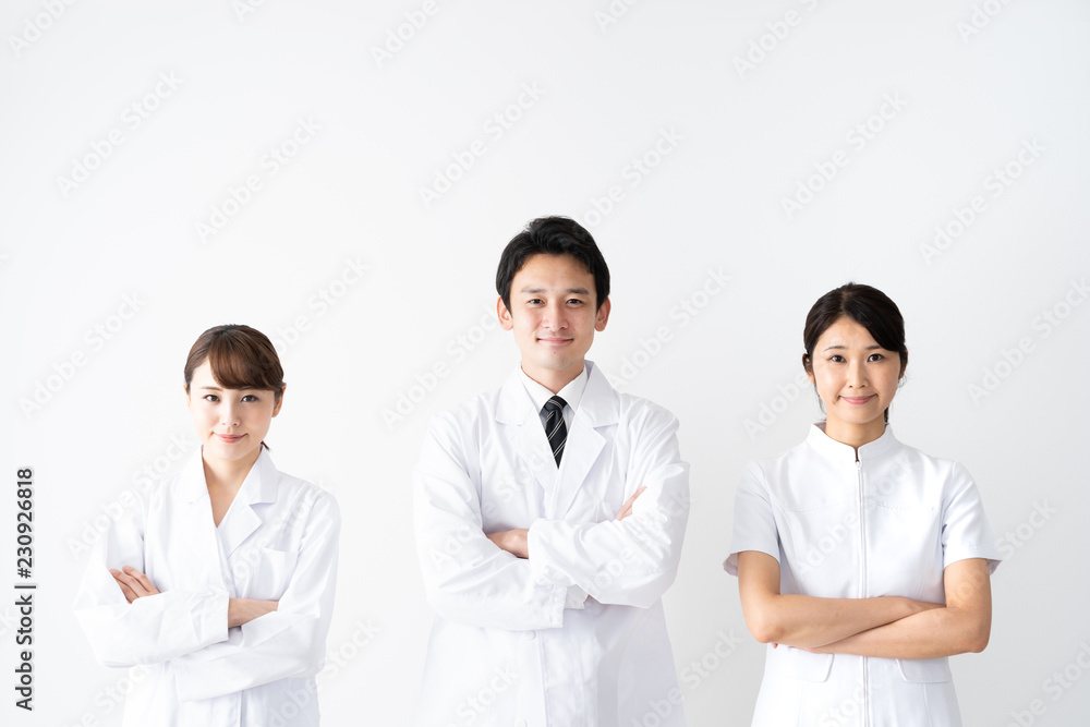 portrait of asian medical group on white background portrait of asian medical group on white background