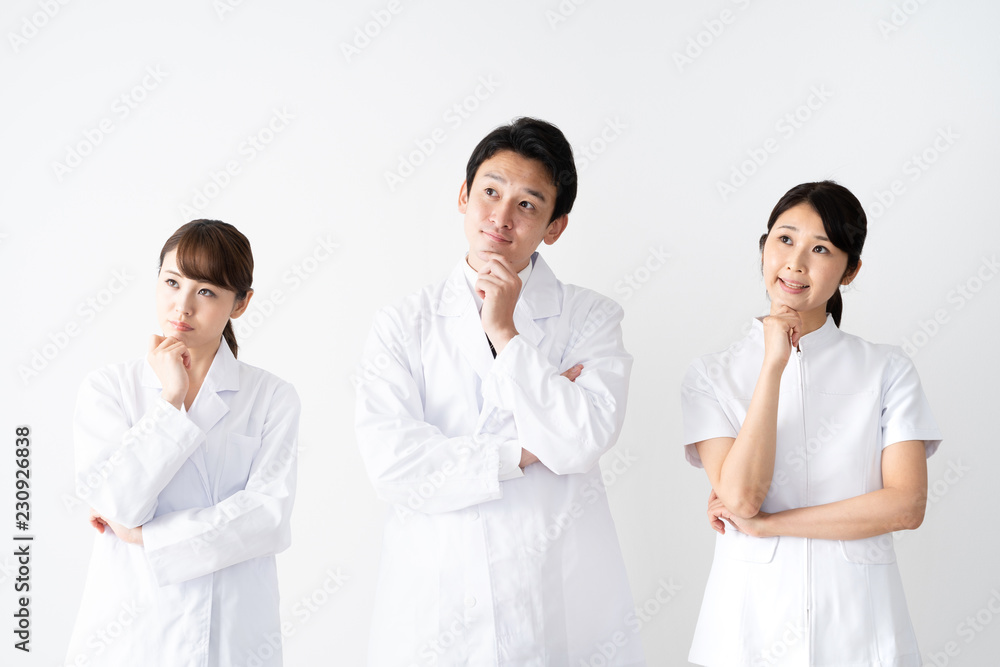 portrait of asian medical group on white background portrait of asian medical group on white background