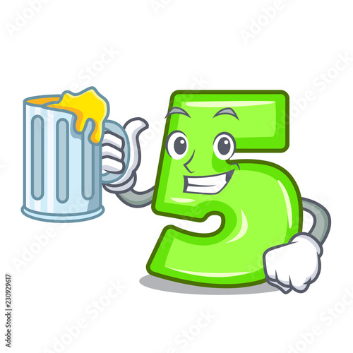 With juice number five isolated on the mascot