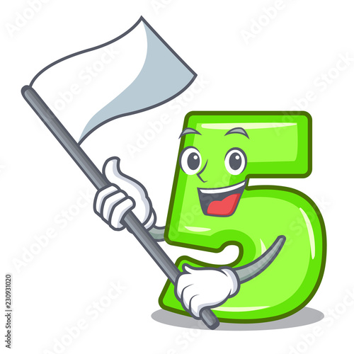 With flag cartoon number five engraved on stone