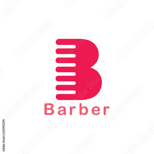 letter b barbershop simple comb logo vector