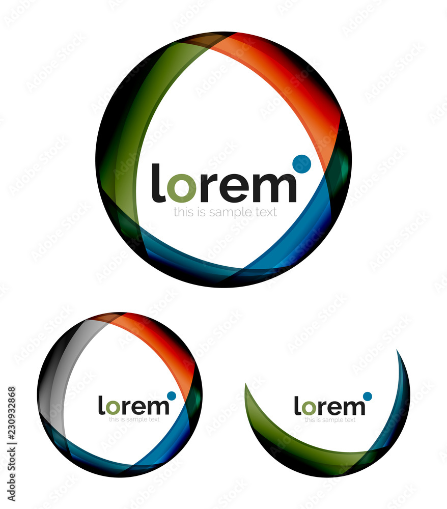 Set of geometric shape convergence logo design templates Set of geometric shape convergence logo design templates