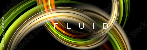 Mixing color waves on black, liquid flowing shapes