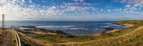 Cowrie beach panorama in late afternoon light. Phillip island, Victoria, Australia photo