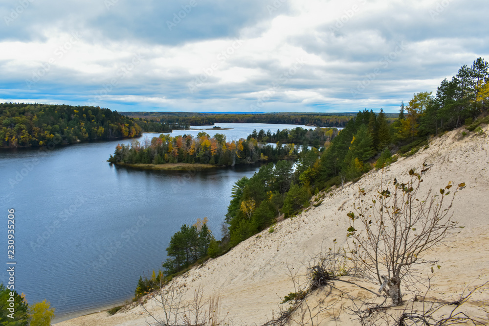 Sand dunes at Lumbermans Monument, Huron National Forest. Located in Northern Michigan.