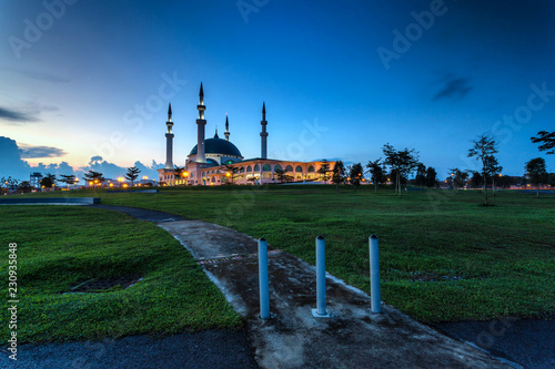 Johor Bahru, Malaysia - October 10 2017 : Mosque of Sultan Iskandar view during blue hour, Mosque Of Sultan Iskandar located at Bandar Dato Onn.