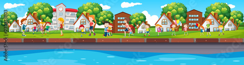 Long outdoor park scene