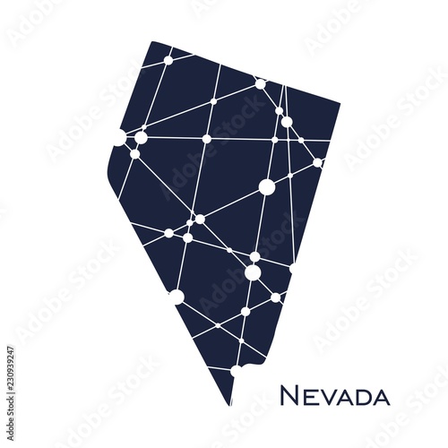 Image relative to USA travel. Nevada state map textured by lines and dots pattern