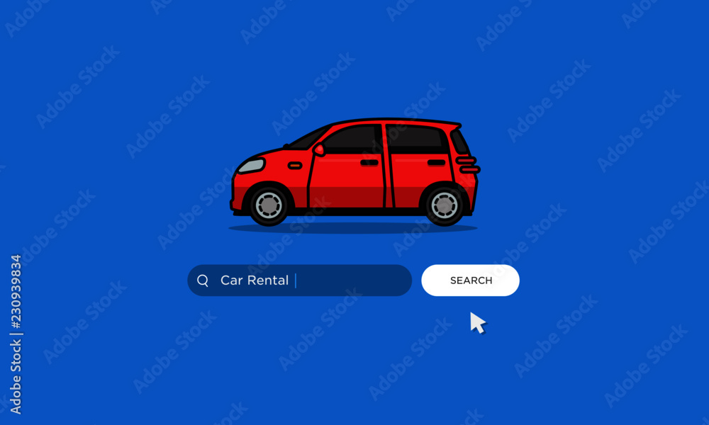 Fototapeta premium Car Rental Search in Web Browser Bar with Mouse Pointer