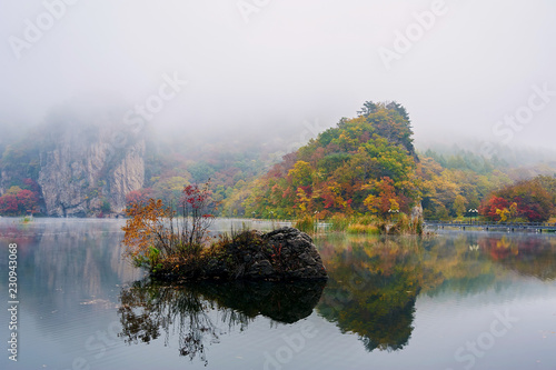 Benxi Guanmen mountain of China autumn scenic.