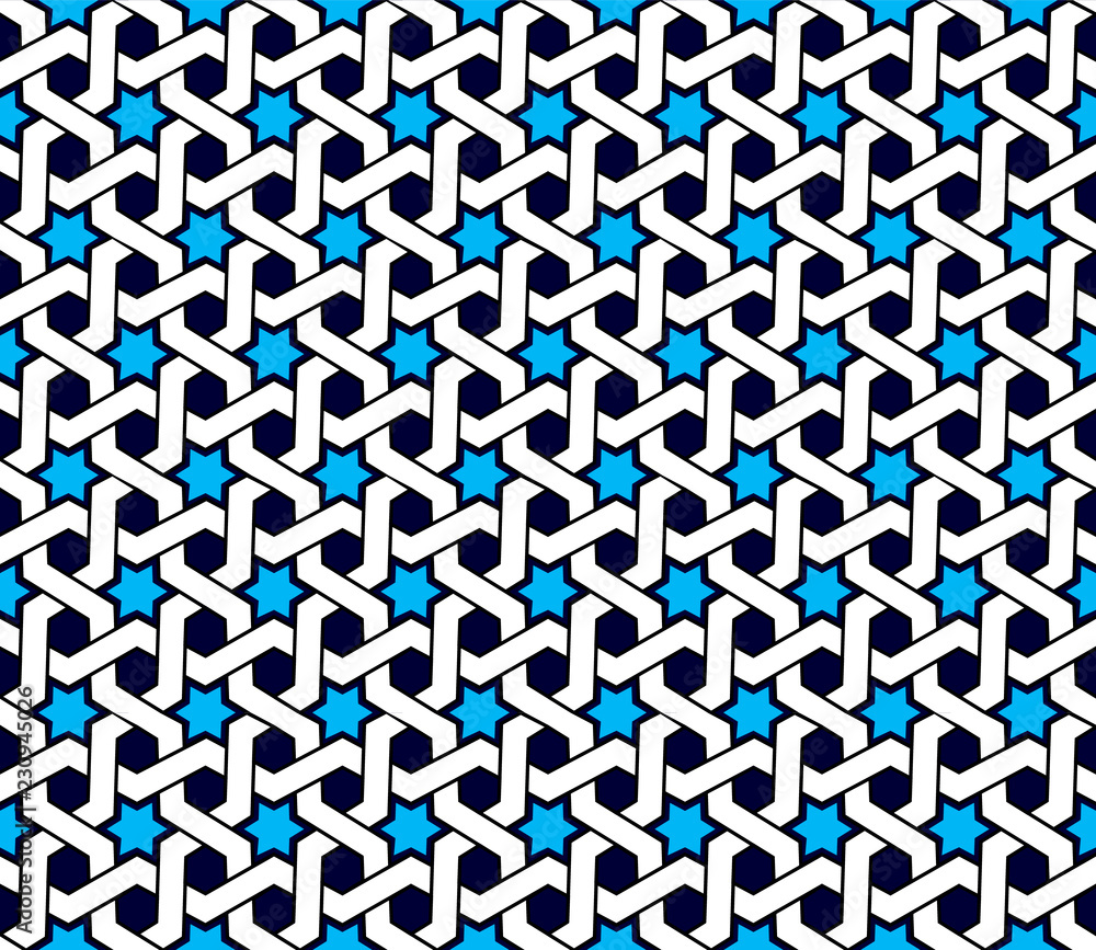 Arabic patterns background. Geometric seamless muslim ornament backdrop. Vector illustration of islamic texture. Traditional arab wallpaper