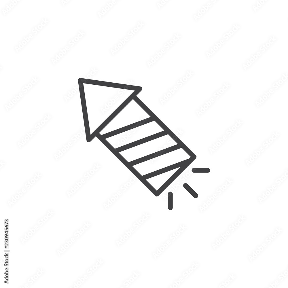 Fireworks rocket outline icon. linear style sign for mobile concept and web design. xmas fire works simple line vector icon. Symbol, logo illustration. Pixel perfect vector graphics Fireworks rocket outline icon. linear style sign for mobile concept and web design. xmas fire works simple line vector icon. Symbol, logo illustration. Pixel perfect vector graphics