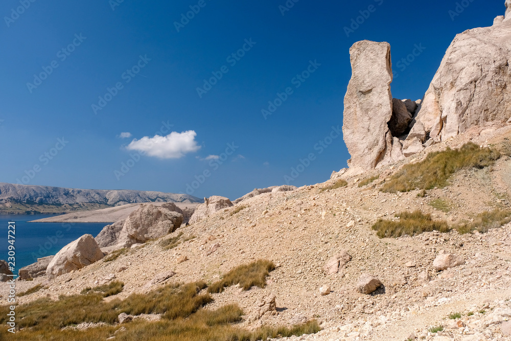 Stogaj rock formation on Pag island in Croatia