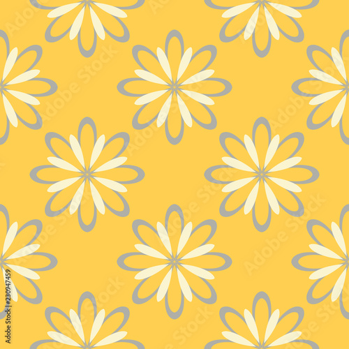 Seamless floral pattern. Bright yellow background with flower designs