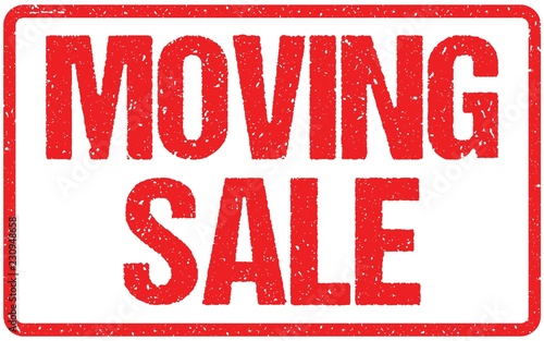 Moving Sale Typography Isolated on White Rubber Stamp Imitation Effect