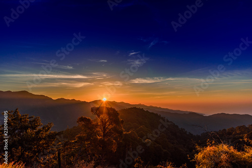 Sunrise at mountain near Nanital , India