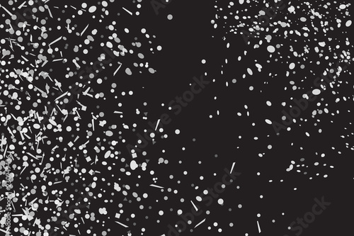 Confetti on isolated dark background. Luxury texture. Festive backdrop with glitters. Pattern for polygraphy, posters, banners and textiles. Doodle for business. Black and white illustration