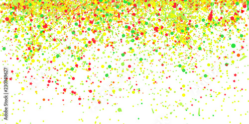 Confetti on isolated white. Texture with falling geometric elements. Abstract background. Pattern for design. Print for polygraphy, banners, flyers and textiles