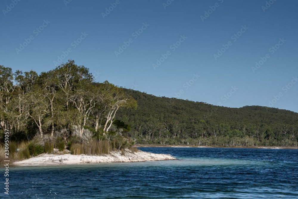 Lake Mackenzie on Fraser Island, Queensland, Australia on a clear and sunny day
