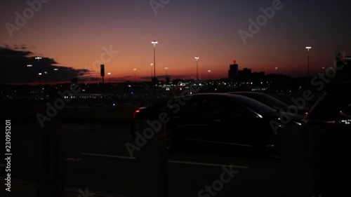 Sunset outside of airport drop off point
