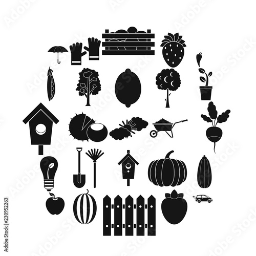 Collecting vegetables icons set. Simple set of 25 collecting vegetables vector icons for web isolated on white background
