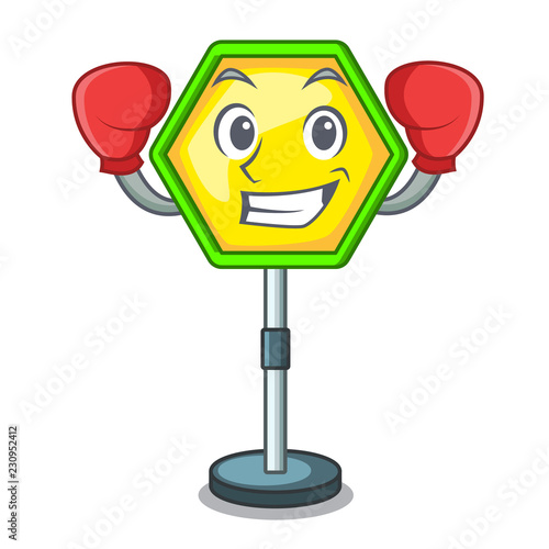 Boxing character traffic sign regulatory and warning