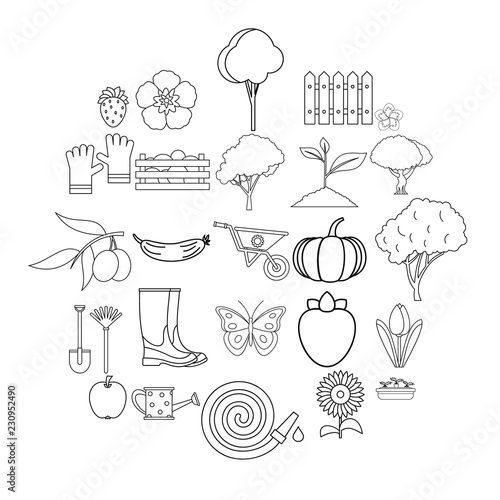 Garth icons set. Outline set of 25 garth vector icons for web isolated on white background