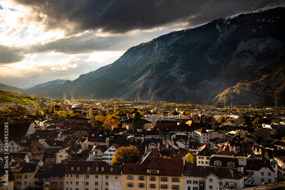 Chur Switzerland in the evening sun 