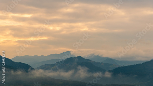Landscape of mountain with sunrise and clouds © Hide_Studio