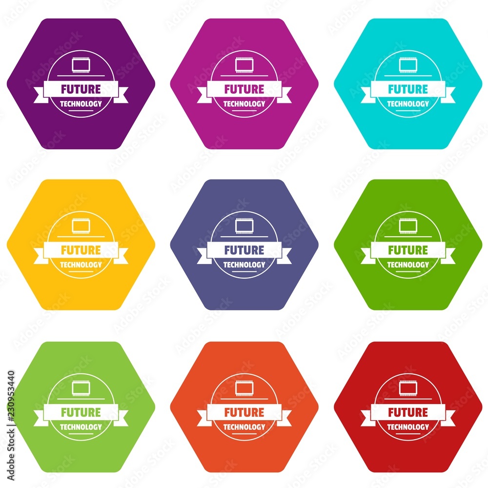 Future technology icons 9 set coloful isolated on white for web Future technology icons 9 set coloful isolated on white for web
