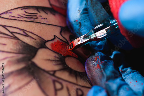 Process of making tattoo close-up photo