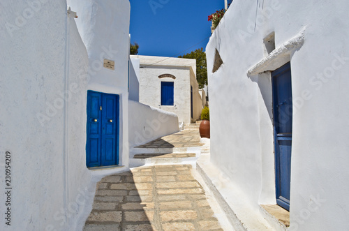 Alley in Isternia village, Tinos, Cyclades islands, aegean sea, Greece