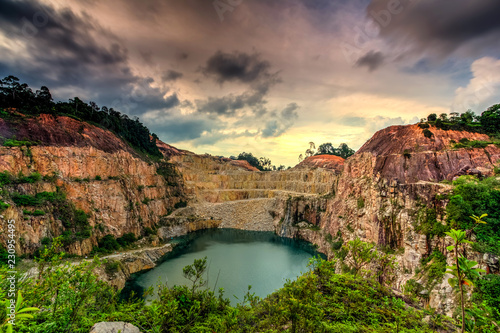 The Long Exposure blue Lake At Abandoned quarry