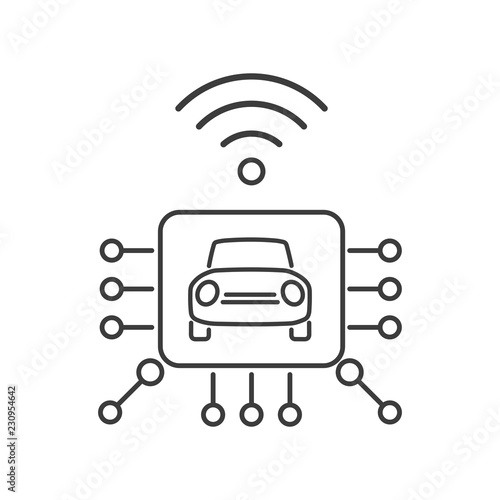 Электронное управление автомобилем. Контроль работы узлов. Векторный значок.