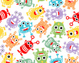 seamless pattern vector with colorful monster cartoon