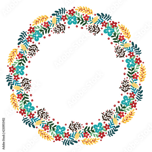 Christmas Wreath with Round Frame for Cards Design Vector Layout with Copyspace Can be use for Decorative Kit, Invitations, Greeting Cards, Blogs, Posters, Merry Christmas and Happy New Year.
