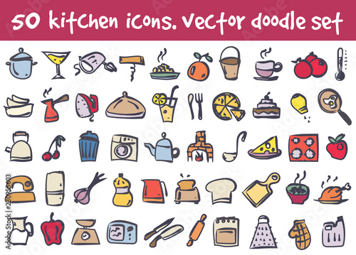vector doodle icons set