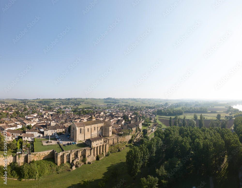 Fototapeta premium Aerial view of Saint-Macaire, Bordeaux region, Gironde