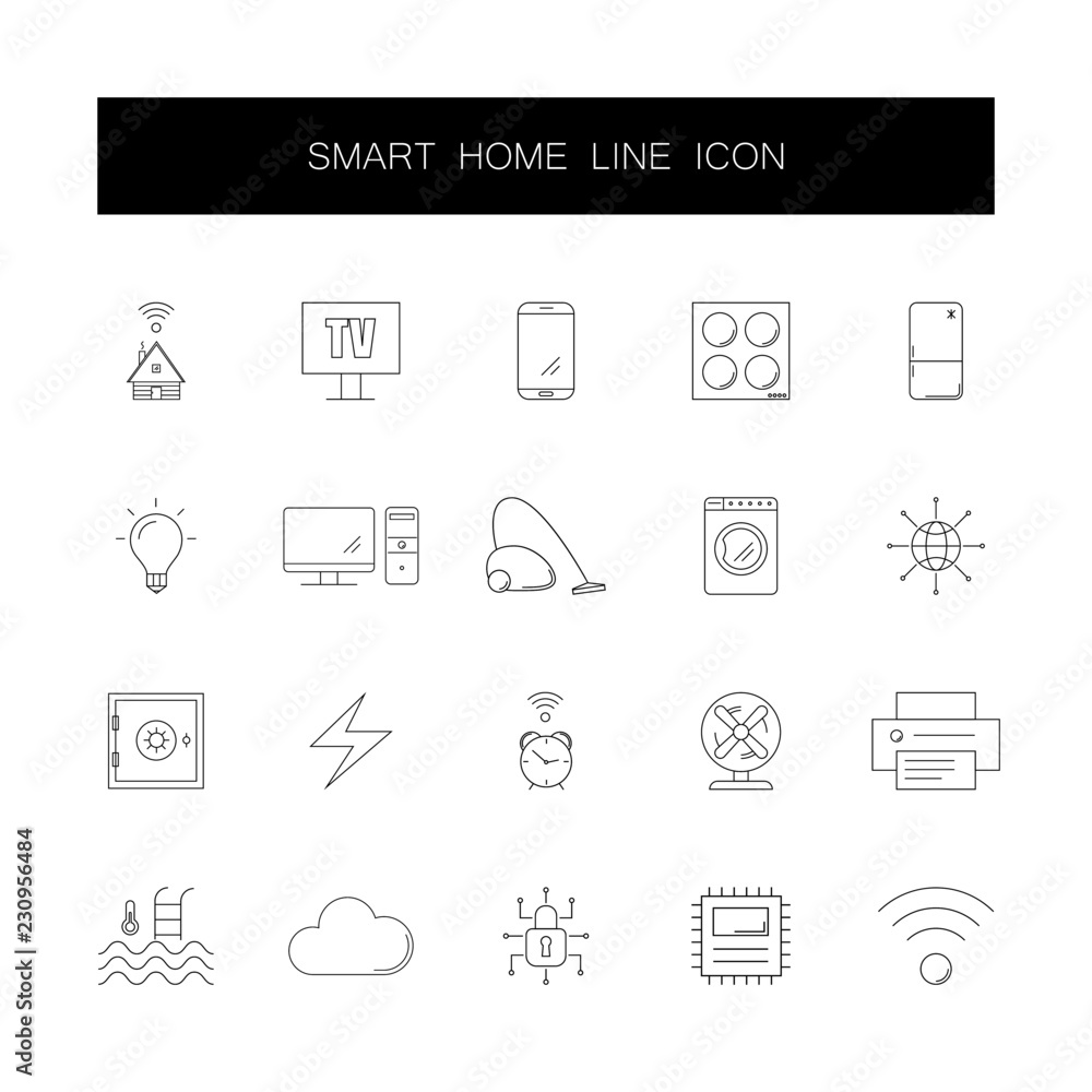 Line icons set. Smart home pack. Vector illustration	
