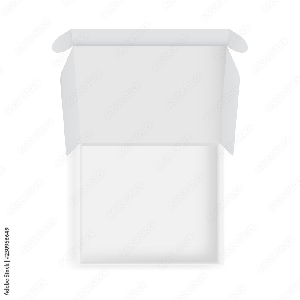 Opened cardboard packaging box mock up - top view. Vector illustration Opened cardboard packaging box mock up - top view. Vector illustration