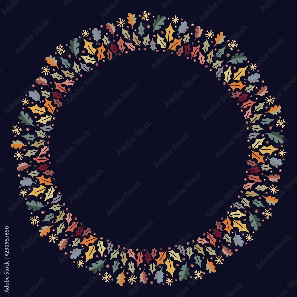Christmas Wreath with Round Frame for Cards Design Vector Layout with Copyspace Can be use for Decorative Kit, Invitations, Greeting Cards, Blogs, Posters, Merry Christmas and Happy New Year. Christmas Wreath with Round Frame for Cards Design Vector Layout with Copyspace Can be use for Decorative Kit, Invitations, Greeting Cards, Blogs, Posters, Merry Christmas and Happy New Year.