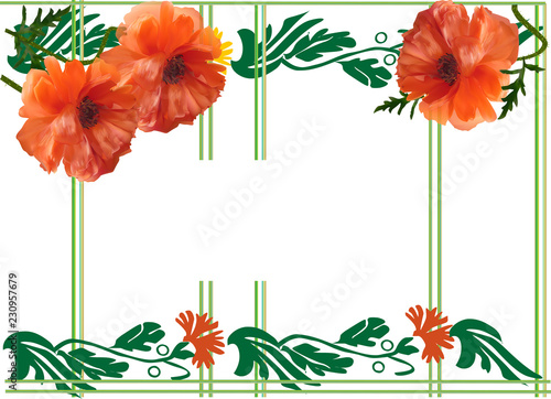 Fototapeta Naklejka Na Ścianę i Meble -  design with red poppy flowers isolated on white
