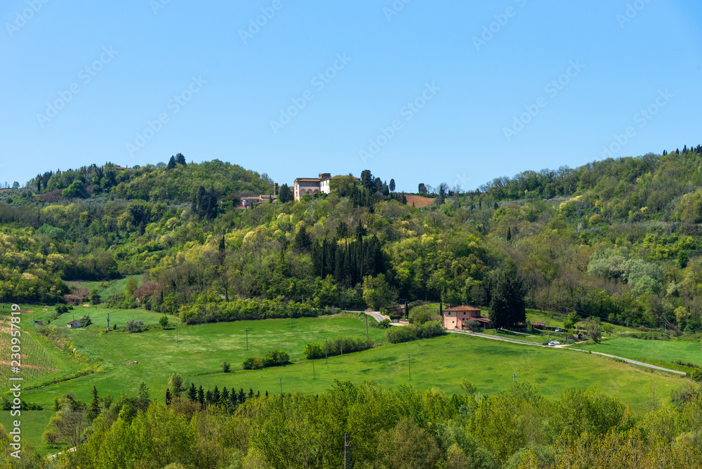 Beautiful Tuscany landscape in Chianti in spring. Tuscany, Italy