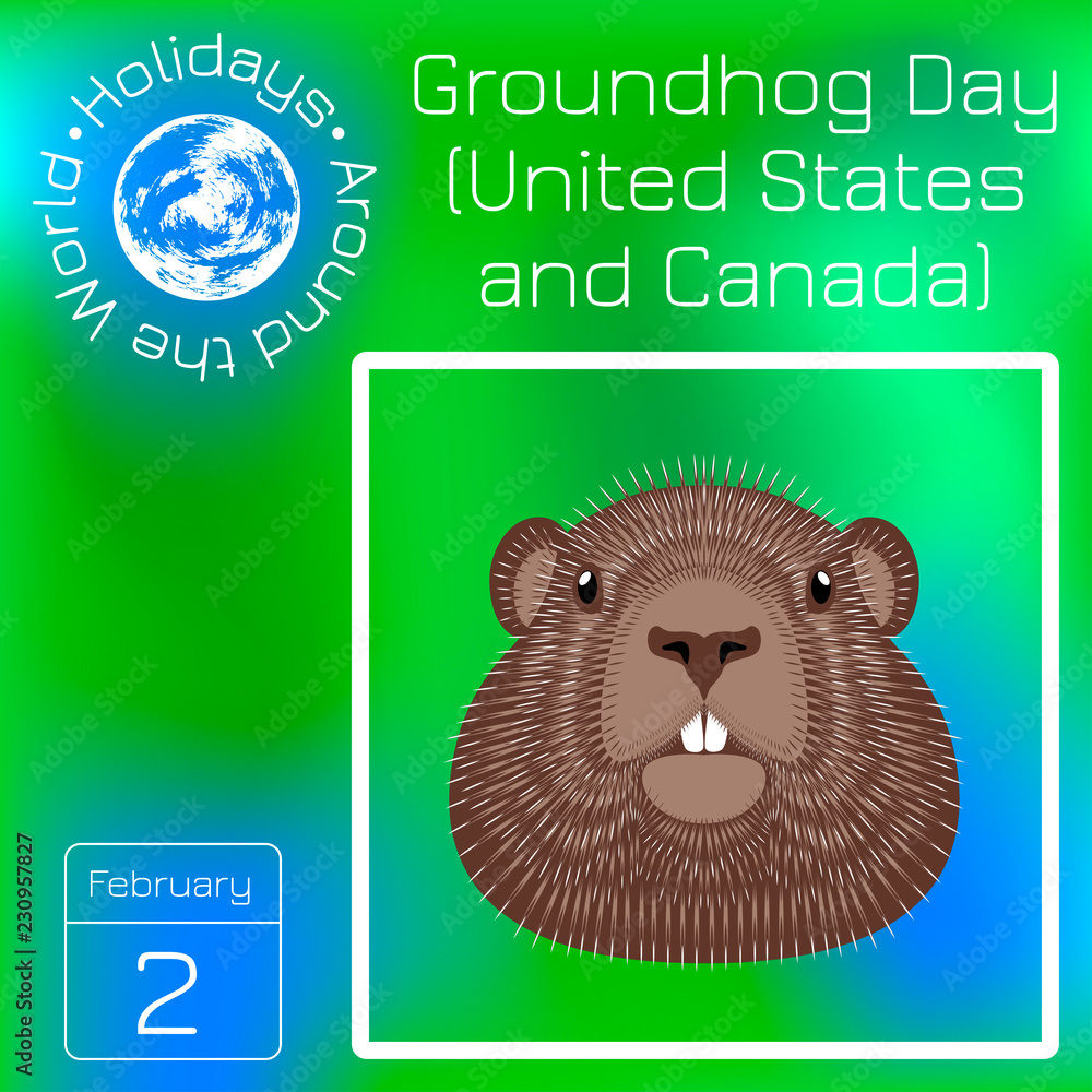 Groundhog Day. National holiday in the USA and Canada. Calendar