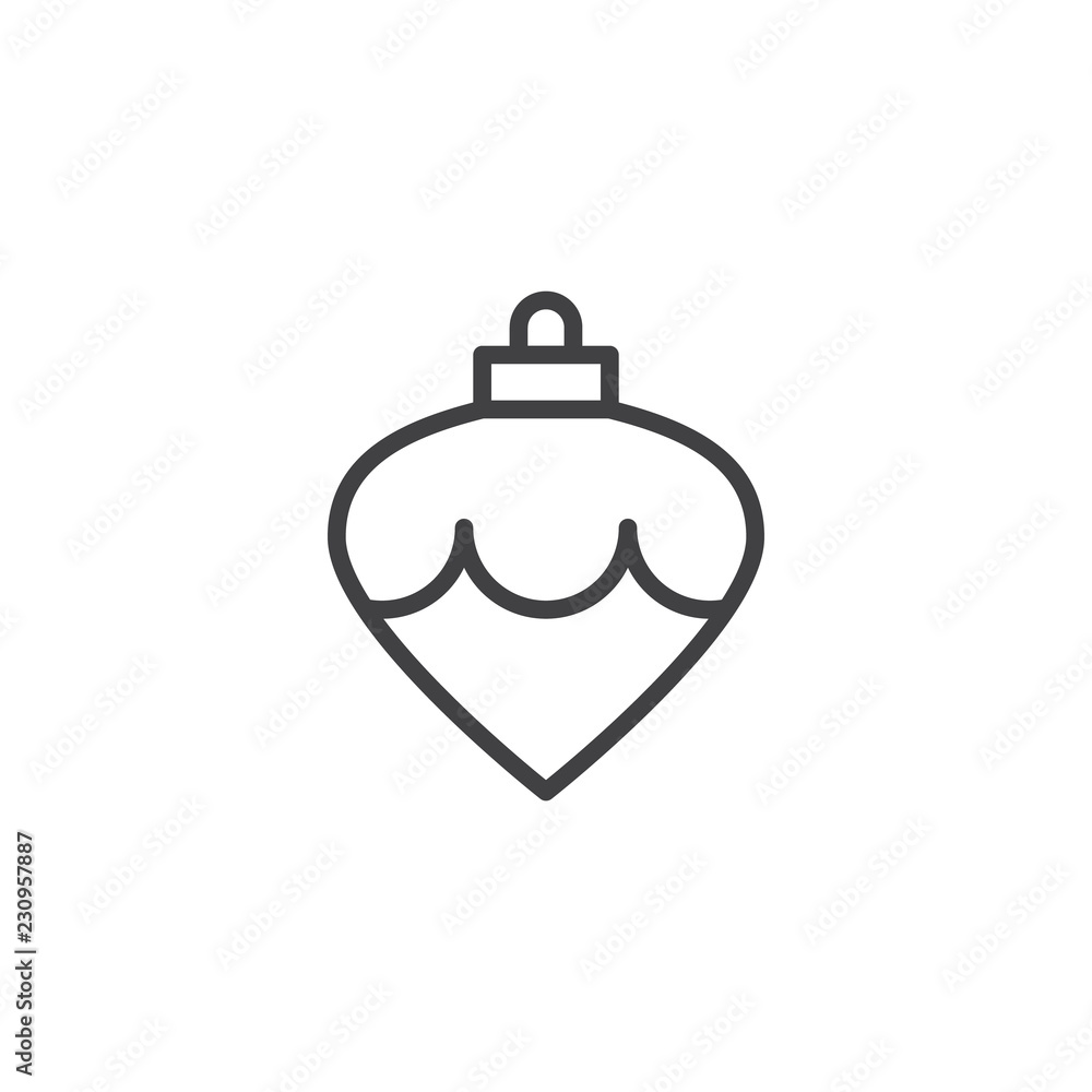 Xmas Bauble outline icon. linear style sign for mobile concept and web design. Nut Christmas toy simple line vector icon. Symbol, logo illustration. Pixel perfect vector graphics Xmas Bauble outline icon. linear style sign for mobile concept and web design. Nut Christmas toy simple line vector icon. Symbol, logo illustration. Pixel perfect vector graphics